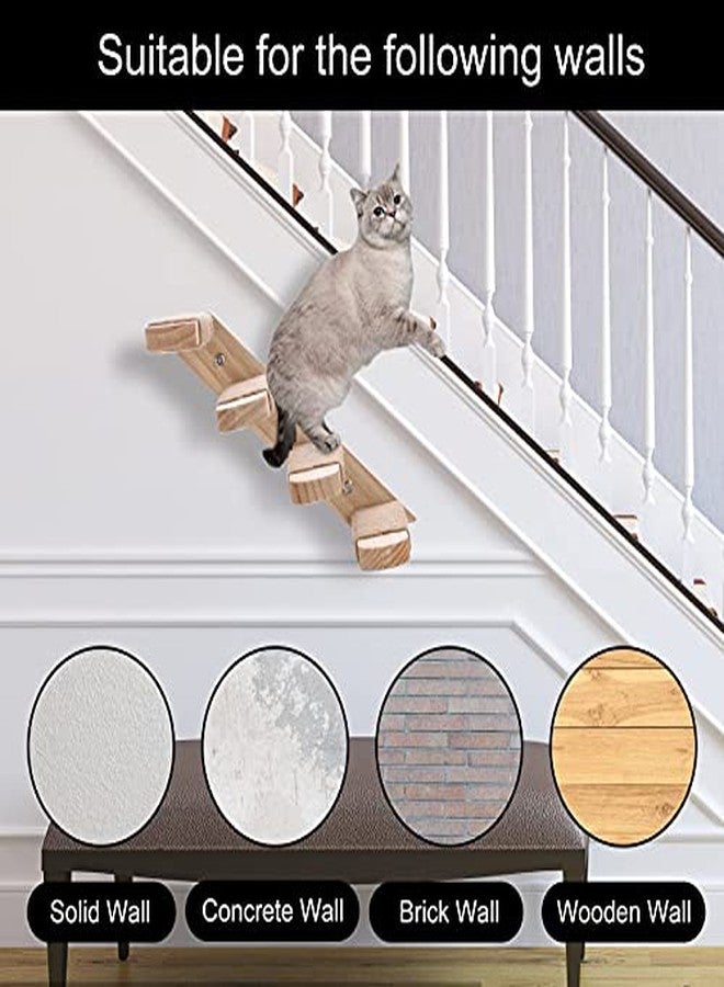 Strdfeve 2 Pack Wall Mounted Cat Steps with Sisal Scratching, Wooden Cat Jumping Stairs with Jute Rope Heavy Duty Cat Climbing Shelves Cat Wall Perch Furniture for Cat Condos Hammock House - Image 3